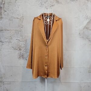 Vici Button-Up Shirt Jacket Blouse - Bronze Gold Womems Size S